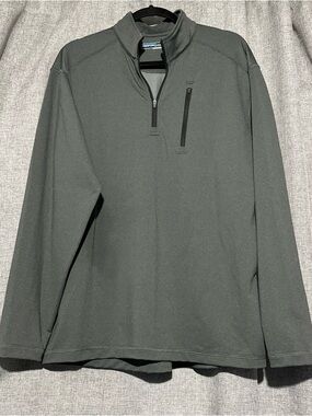 Roundtree & Yorke Men's Dark Green Quarter-Zip Pullover